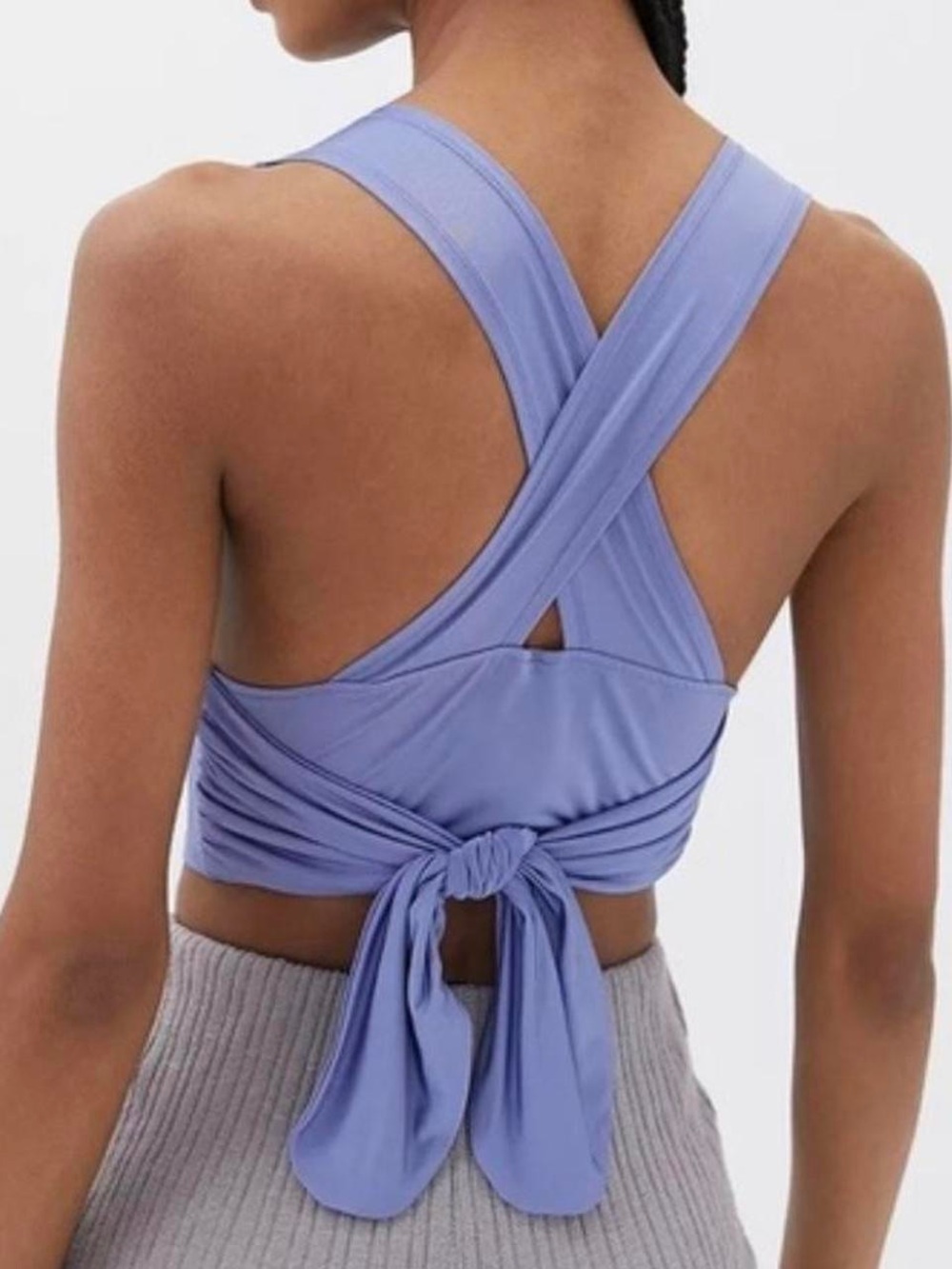 Urban Outfitters Periwinkle Cross-Back Tie-Back Crop Top